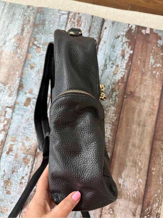 Henri Bendel Black Soft Pebbled Leather Backpack with Gold Hardware #Luxury main image 8